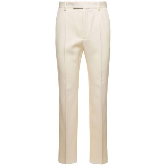 Gucci White Straight-Leg Pants With Gucci Cities Patch In Wool Man